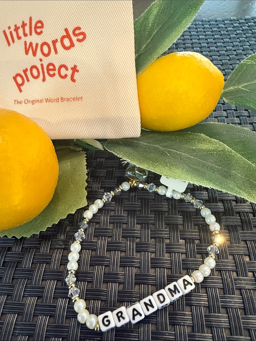 Little Words Project 'GRANDMA' Pearl Letter Bracelet - White